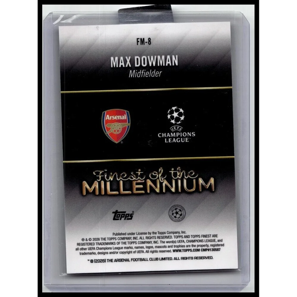 2025-26 Finest UEFA Max Dowman #FM-8 Arsenal FC Finest Millennium Green #/99